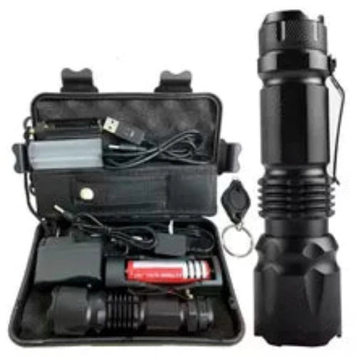 GearLite - High Power Rechargeable Camp Water Resisitant Flashlight With Case